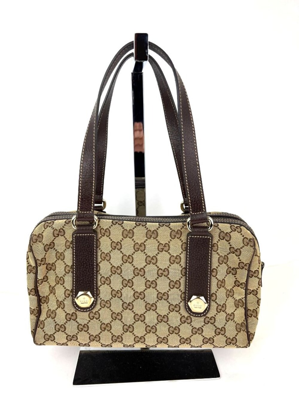 Gucci Small Charmy Brown GG Canvas Boston Bag Vintage